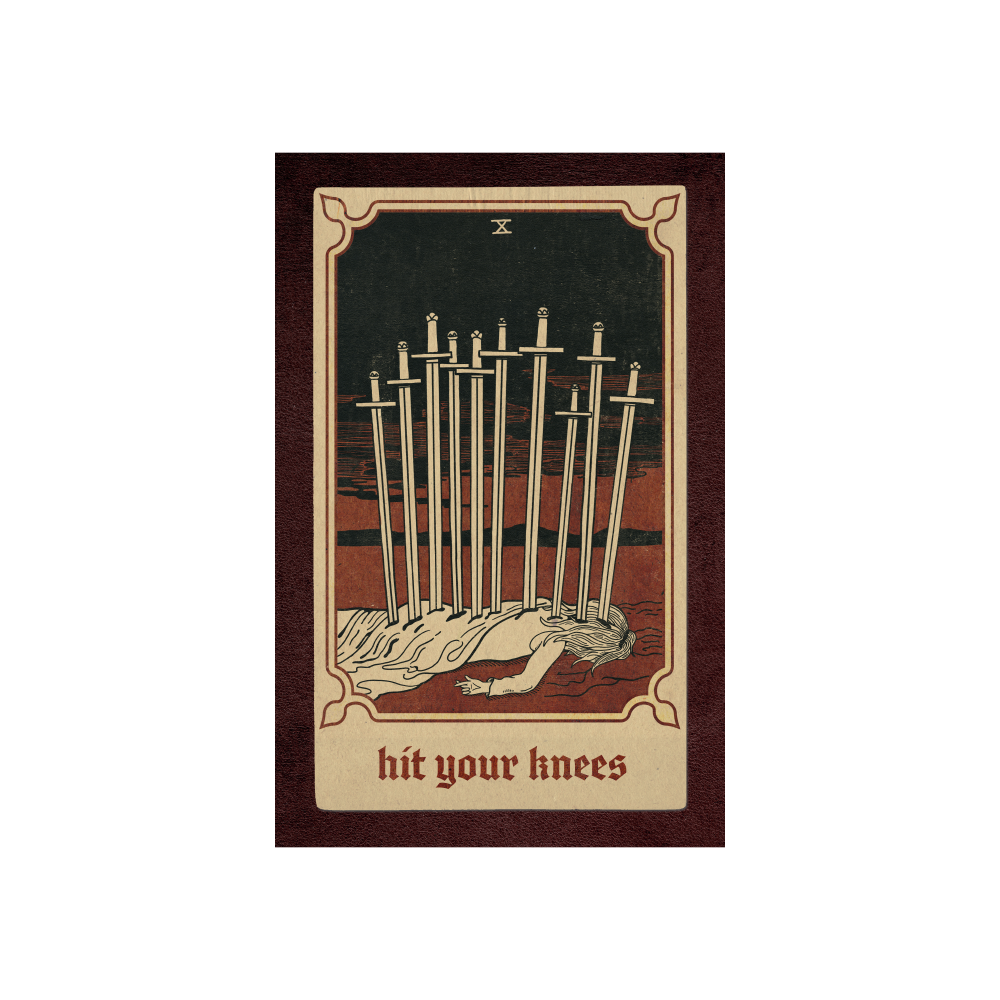 signed hit your knees tarot card litho